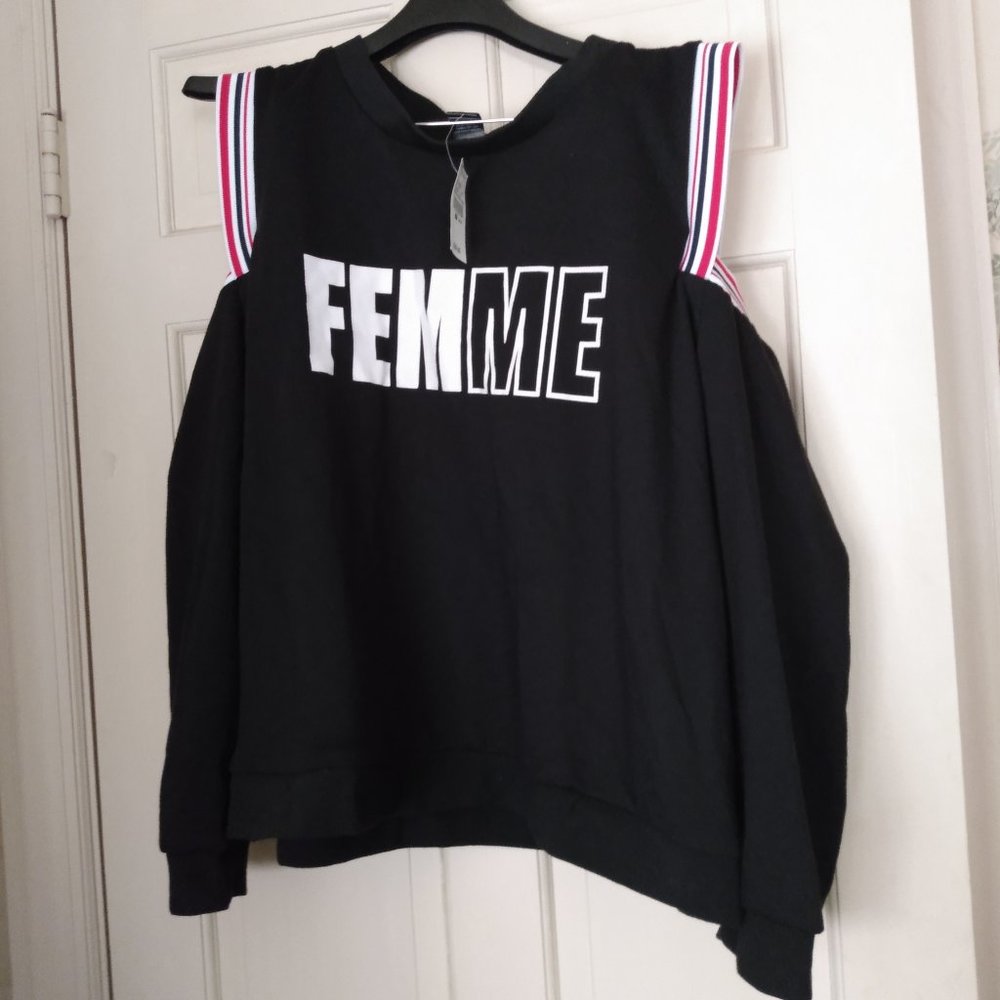 Ashley Sport Black Cold Shoulder New Top FEMME Size 26/28